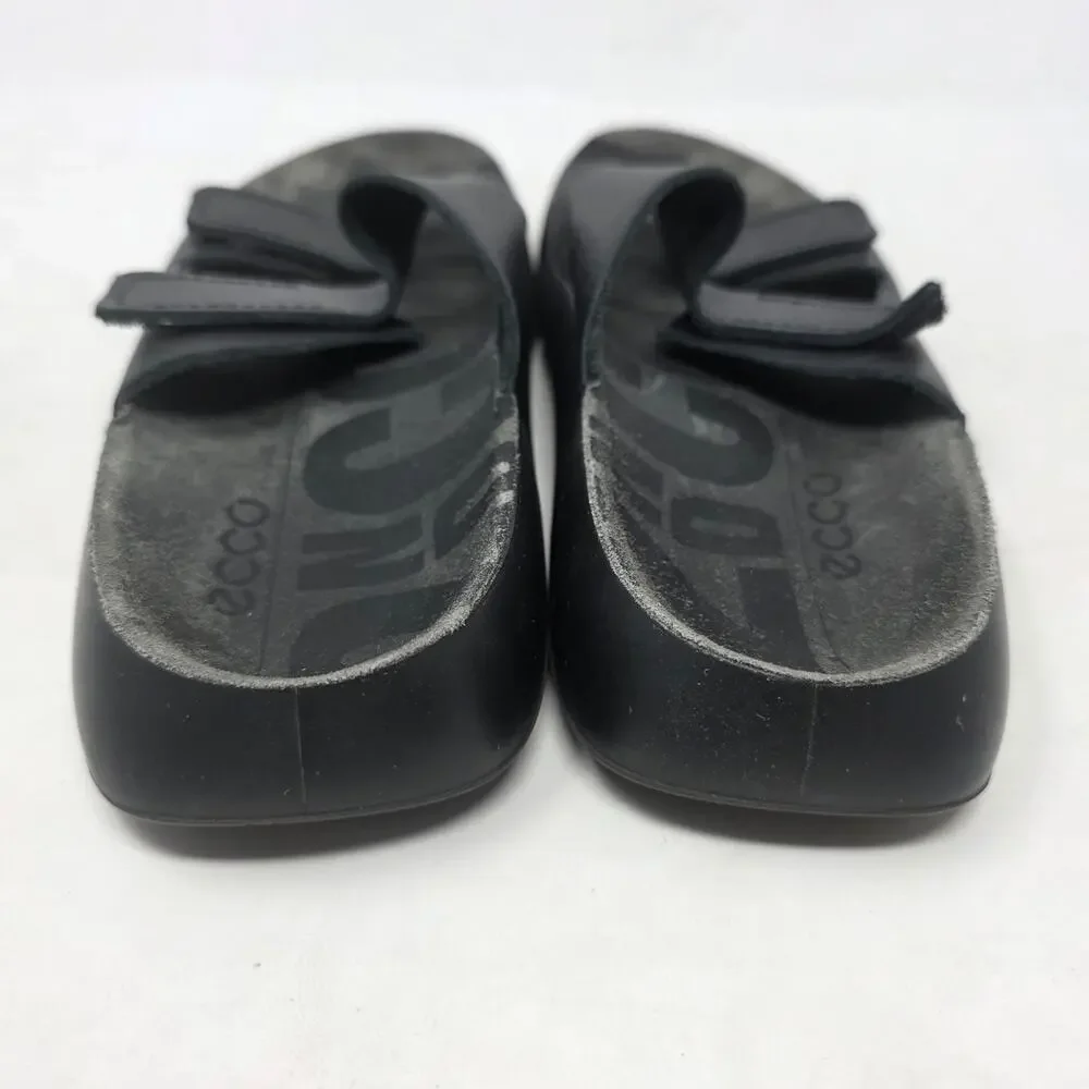 Ecco Phorene Cozmo Black Leather Comfort Slide Sandals Women's US 9